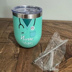 Nurse Life Insulated Stainless Steel 10 Oz Tumbler W/ Stainless Steel Straw.
